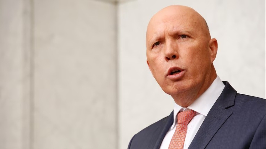 Opposition leader Peter Dutton speaks to the media in Brisbane, Australia