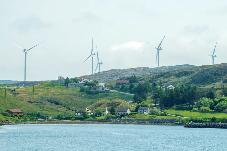 A view of the windfarm from Voe