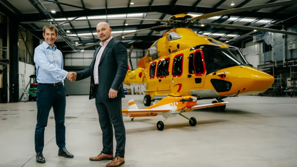 Charles Tavner (L) and Jamie John (R) pictured at NHV’s hangar in Aberdeen