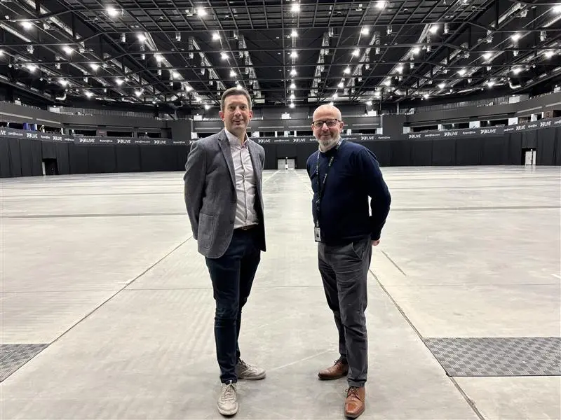 Caption: (l-r) Steven Simpson, MD of Safelift with Steve Morrison, Deputy Operations Technical Manager at P&J Live