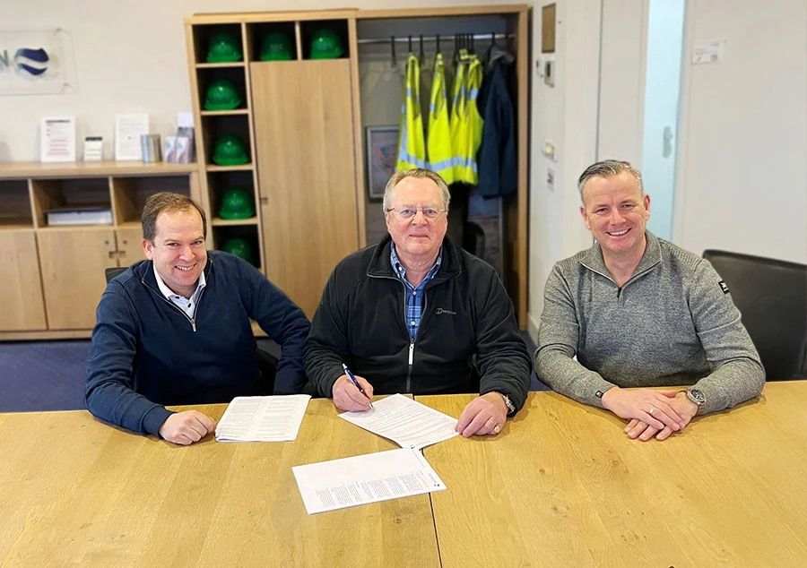 OEG's global commercial director Gavin Collins, VP ACE Rob Goodall, and Maikel Kivits head of Peterson Den Helder operations