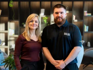 Salus Technical’s new Marketing Team: Jen Hughes as Marketing Manager (left) and Will Goodchild as Digital Marketing Coordinator (right).
