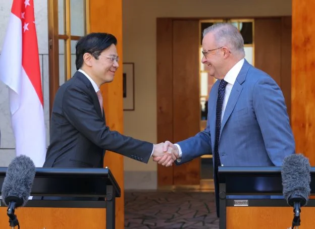 Singaporean Prime Minister Lawrence Wong and Australian Prime Minister Anthony Albanese