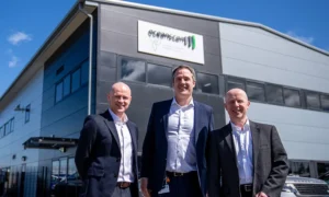 L-R Brett Laurenson Chief Growth Officer, Derek Donaldson CEO, Kevin Strachan CEO outside the new Oceanscan facility in Dyce