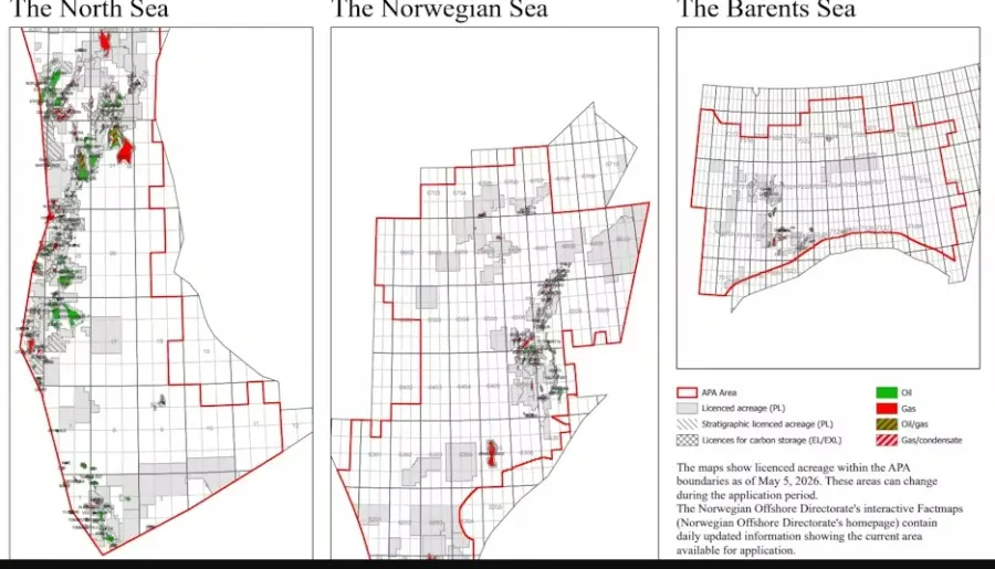 Norwegian Ministry of Energy sets Sept. 1 applications deadline for blocks in APA 2026