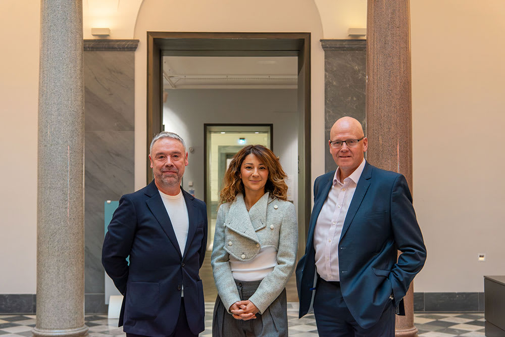 Pictured, from left, are: Elementz CEO Jason Brown, event MC Sepi Golzari-Munro and Global Underwater Hub CEO Neil Gordon.
